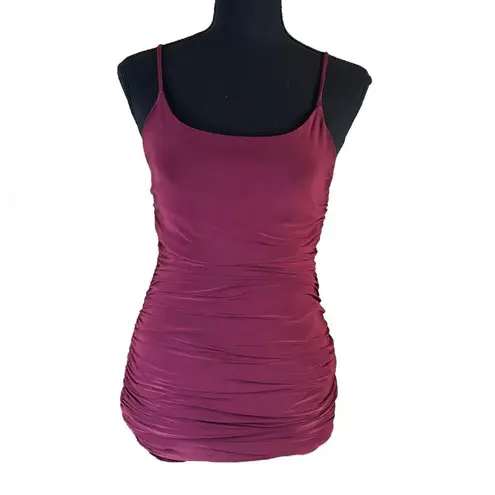 Fashion Magazine Vintage Whimsigoth Comfy Ruched Wine Strappy Evening Dress M