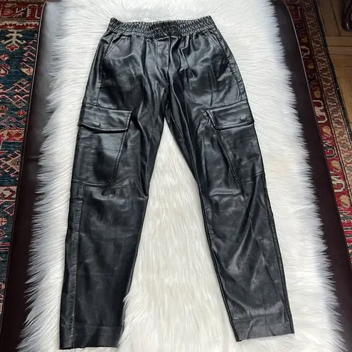 ZARA  Black Faux Leather High Rise Skinny Cargo Pants