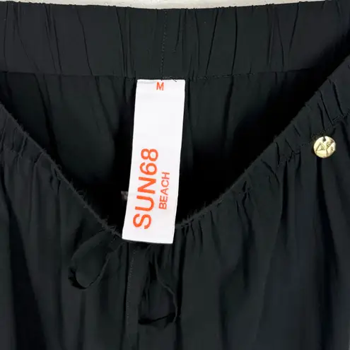 Sun68 Womens Viscose Wide Leg Drawstring Pants Black Relaxed Beach Size Medium - Image 8