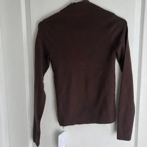 Commense Womens Knit Top‎ Size Medium Brown Long Sleeve Mock Neck Slim Fit NWT