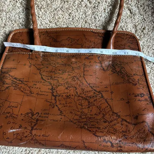 Patricia Nash Purse Leather Calvi Satchel Shoulder Bag Signature Map Riot Rust