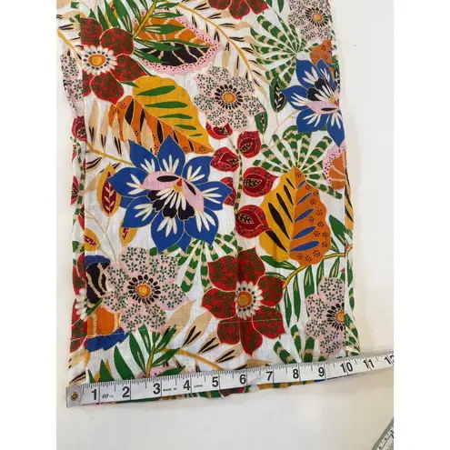 C&C California Casual Tropical Floral Print Linen Wide Leg Pants Sz Lg Colorful