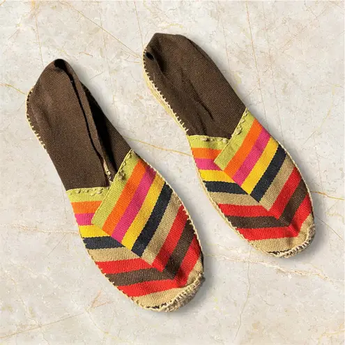 Flat Espadrilles Womens Size 38/7.5 Colorful Boho Hippie Casual Event Festival Orange