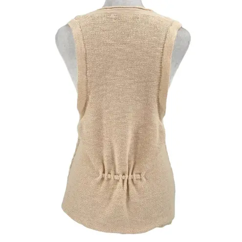 Banana Republic  Cottagecore Crochet Knit Sweater Vest Pockets Cream size Large