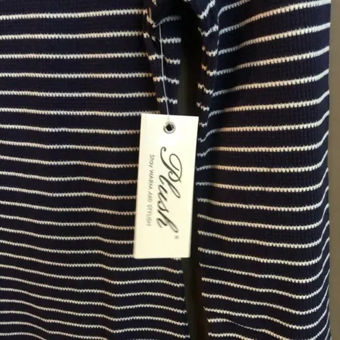 NWT PLUSH Thermal Pj Romper In Navy/cream Small Blue