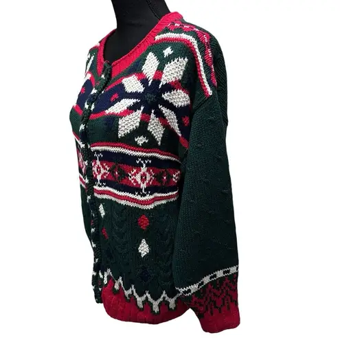 Vintage Christmas Sweater Cardigan Casual Corner Ugly Tacky Size Medium