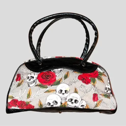 Skull and roses cute carryall bag! Pre loved Gray