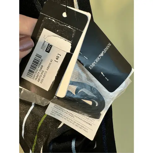 Emporio Armani NWT Draped Metallic-Stripe Strapless Dress Black Size IT 40/US 4