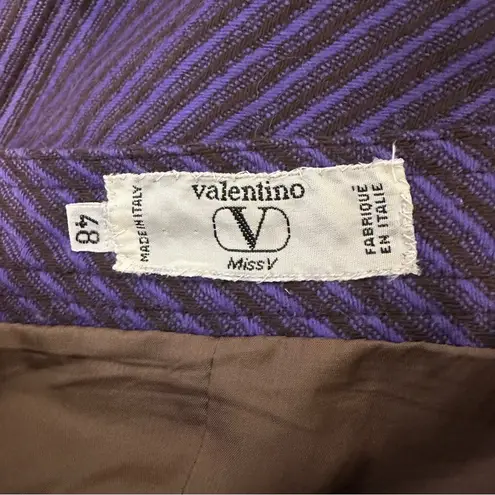 Valentino 80’s Vintage Purple Black Knit Stripe Pencil Skirt size EU 48 Designer