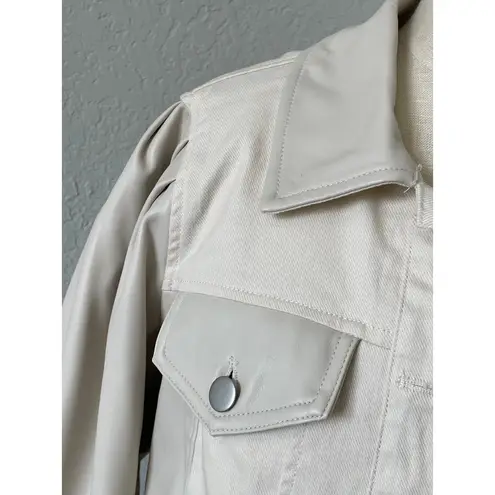 Bagatelle Collection Faux Leather + Cotton Trucker Jacket – Size Small