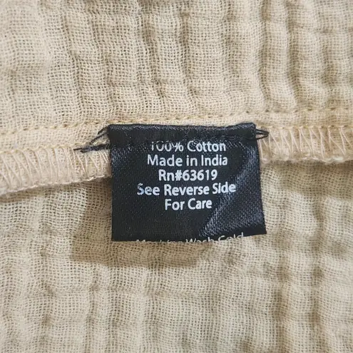 French Laundry Tan Cotton Gauze Sleeveless Button-Down Top with Tie Size Large