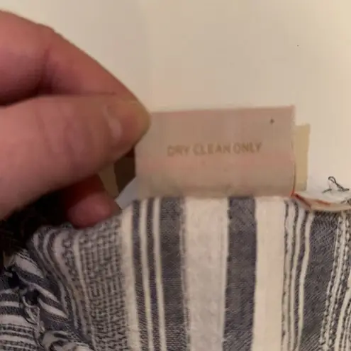 Rungolee Blue & White Trimmed Short Sleeve Split V Neck Dress, Size Small