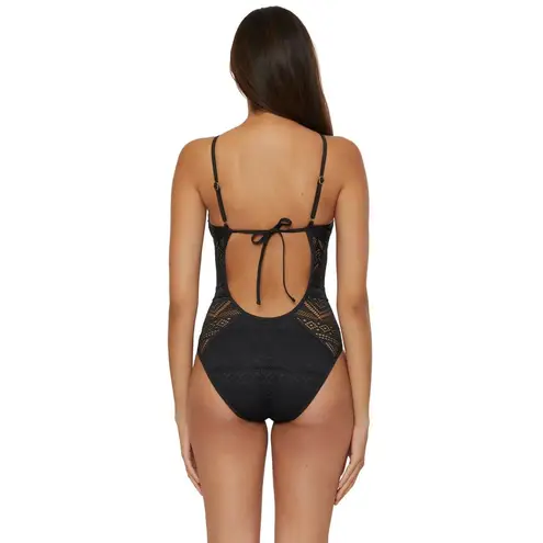 BECCA by Rebecca virtue BECCA Colorplay Makayla Black Sheer Crochet One Piece Swimsuit Size Small