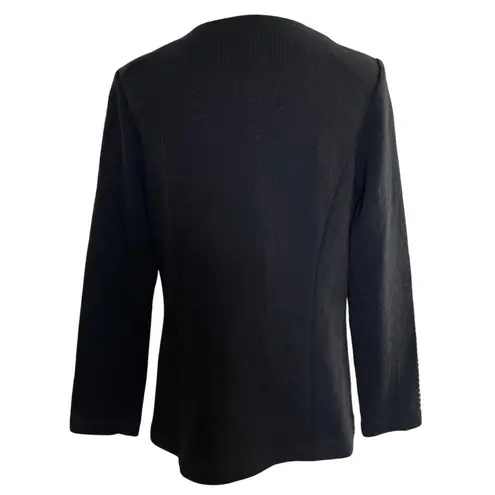 Black Knit Rhinestone Trim Blazer Jacket Women's 10 Todd & Olivia