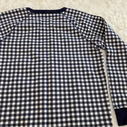 Draper James Womens Natalie Classic Crewneck Sweatshirt Large Navy Multi Gingham