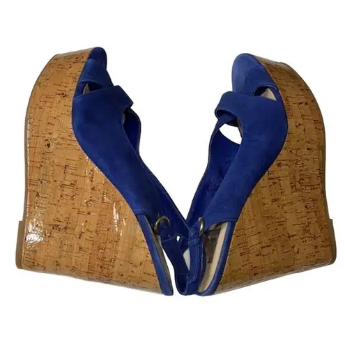 DOLCE VITA Women’s Jill Open Toe Slingback Wedge Sandal Suede Blue Size 10