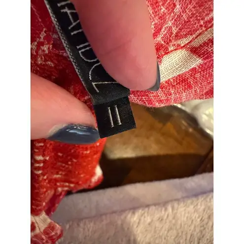 Lisa Marie Fernandez Tank Top 6 Red White Floral Print Smocked Cropped Cami Boho