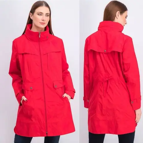 Cole Haan  Women’s S Hooded Packable Water Resistant Raincoat Jacket Red Travel