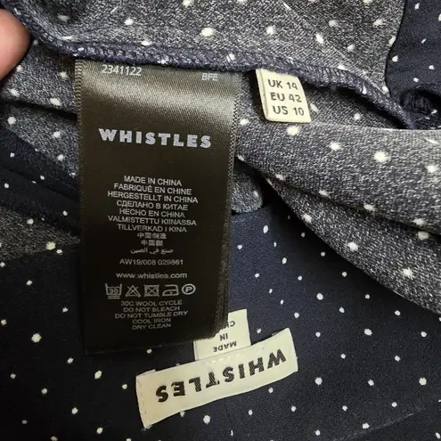 Whistles Wide Leg Crop Pants Polka Dot Tie Waist Blue Size 6