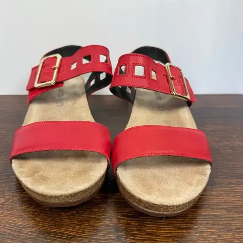 Naot Womens Dynasty Wedge Kiss Red Leather Sandal Size 39EU/8US