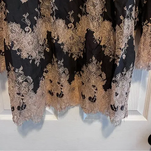 Linea Black and Tan Lace Blouse Size 18