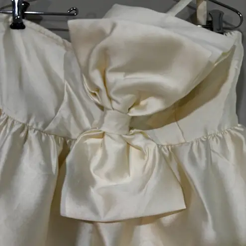 Petal and Pup Ellah Satin Bow Front Mini Dress Ivory White Size Medium M