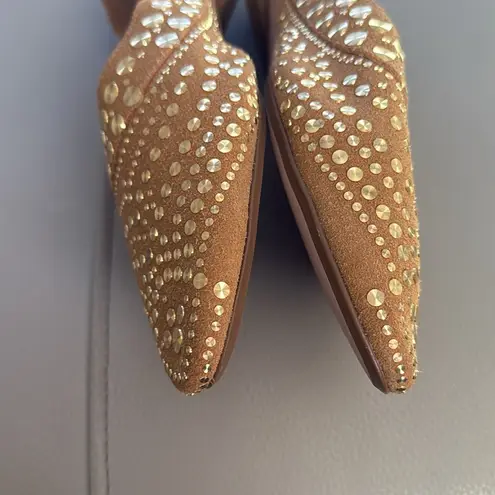 Cecelia New York Mojito Studded Leather Moccasin Flats Sand Size 8.5 Tan