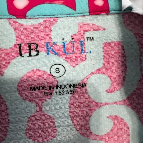 IBKUL Womens Size S Quarter Zip Long Sleeve Golf Sun Shirt Top Patterned Pink