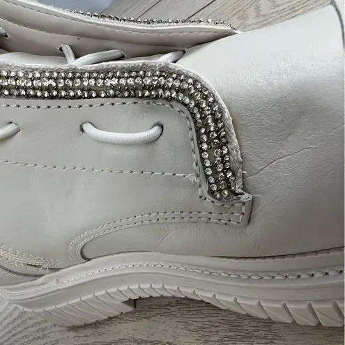 Schutz Women's Amirah Embellished Platform Bootie 10M Pearl White $178