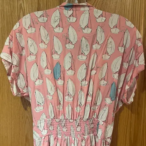 Maeve by Anthropologie Tourista Sailbot Anchor Belted Short Romper Pink Size 6