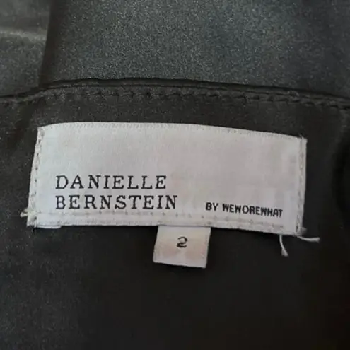 We Wore What Danielle Bernstein Black Silk Satin Sweetheart Sleeveless Bodysuit 2