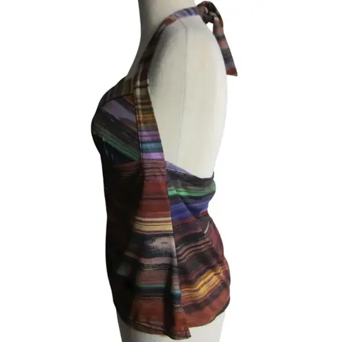 Leilani Striped Halter Swim Top Boho Festival Y2K Style Size 10 Red