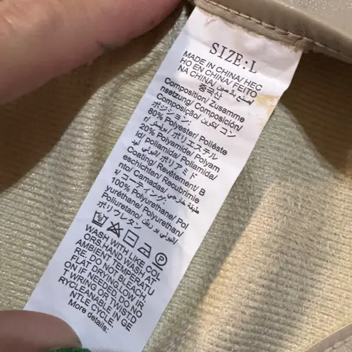 NWT Floerns Y2K PU Leather Halter Hook Eye Backless Crop Top LG Tan