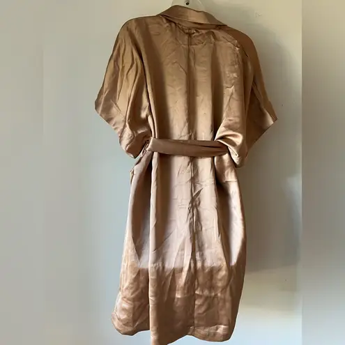 Dynamite Shirt Dress Size XL NWT Satin Tan Belted Collared