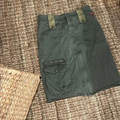 Miss Sixty Duo-Toned Army Green Cargo Pencil Skirt Size Medium