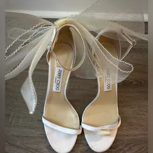 Jimmy Choo Aveline Tulle Bow Pump Sandals- Bridal 8.5