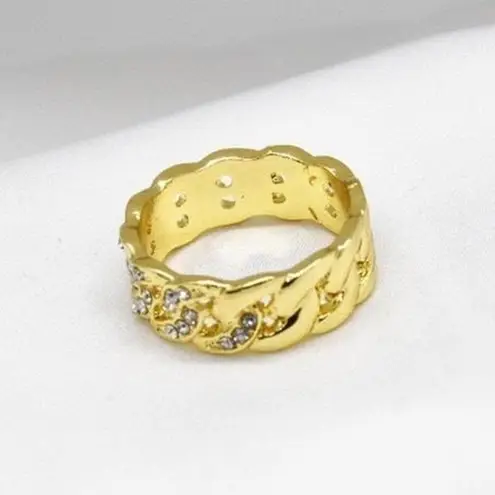 Rhinestone Gold Chain Ring