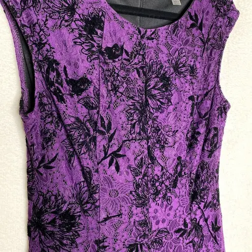 Danny & Nicole Floral Lace Velvet Fit & Flare Dress Purple Black Halloween 8