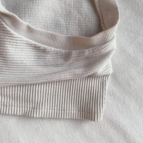 Urban Outfitters white ribbed cropped front tie  top