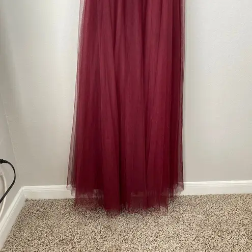 Jenny Yoo Collection Helena Tulle Bridesmaid Dress Burgundy Red Size 10 Halter
