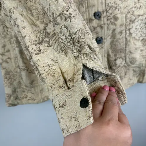 J.Jill Blazer Jacket Women L Petite Beige Floral Button