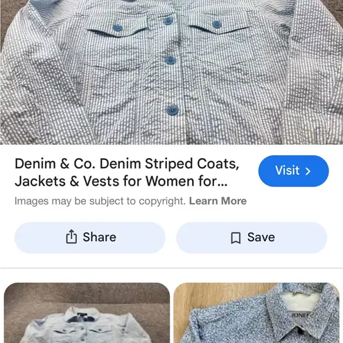 QVC Denim & Co. Light Blue & White Striped Seersucker Jacket | Women’s Sz XL