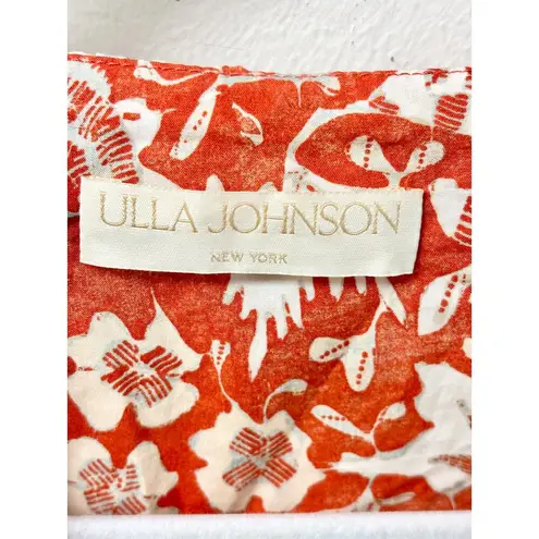 Ulla Johnson Kiri Floral Flutter Sleeve V-Neck Mini Dress Orange Women's Size 0