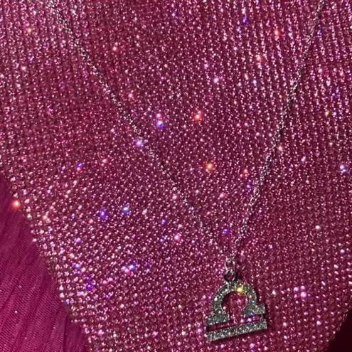 Boutique NEW Bling Libra Sterling Silver 925 Necklace Zodiac Sign Horoscope Astrology Goth Egirl