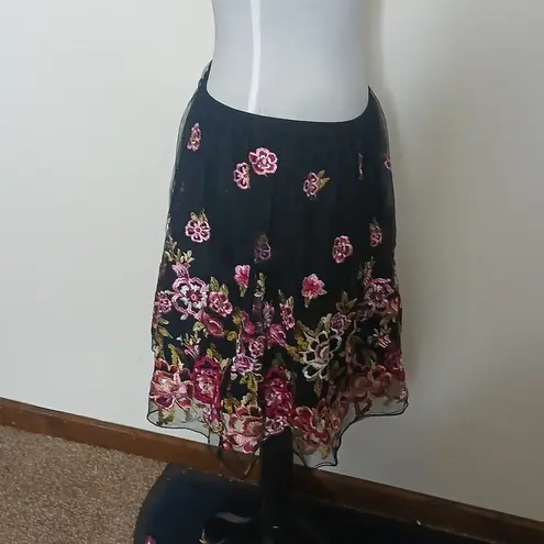 City Studio Black Floral Lace Top Skirt Size 9 Pink