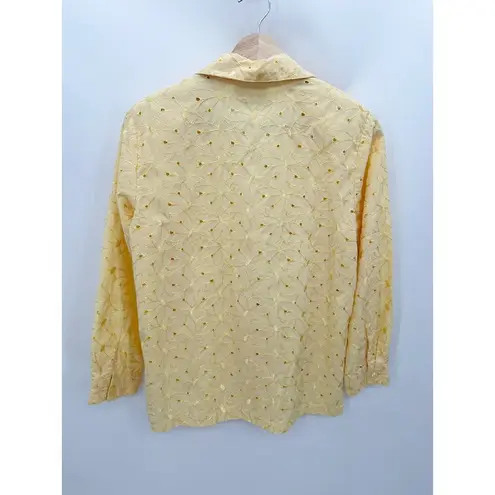 draper's & damon's Yellow Embroidered Long Sleeve Shirt Women's Size Small S