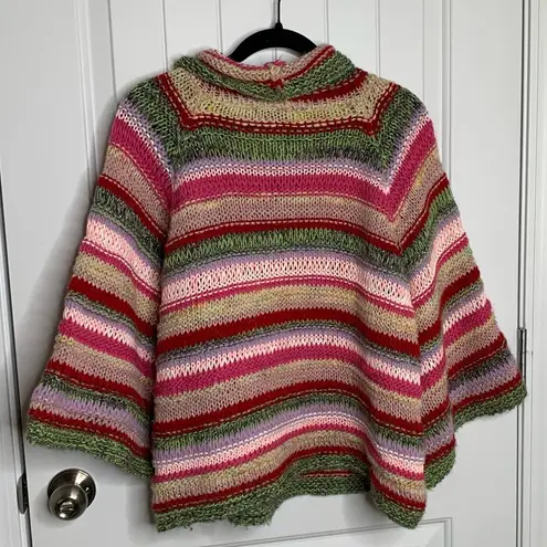 Anthropologie  striped oversized bell sleeves turtleneck sweater size small boho