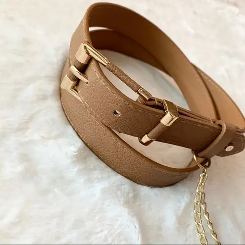 Adrienne Vittadini Tan Brown Gold Tassel Belt Size S/M Small Medium