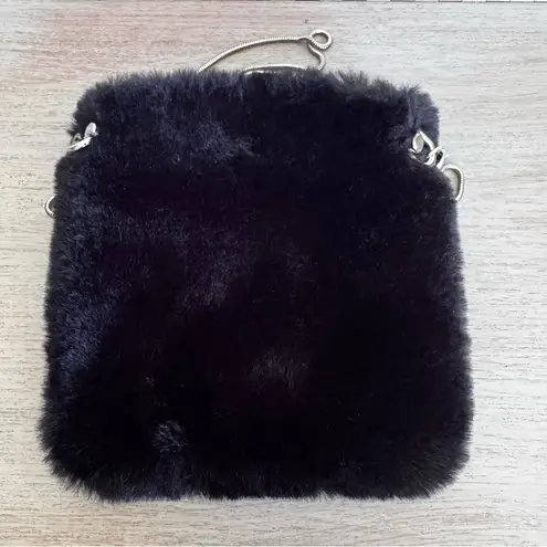 Mayo Chix Y2K Retro Black Faux Fur Crossbody Bag Goth Rave Festival Purse