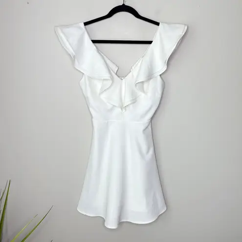 Lulus Divine Darling White Ruffled Skater Dress White Size Small Bridal Wedding